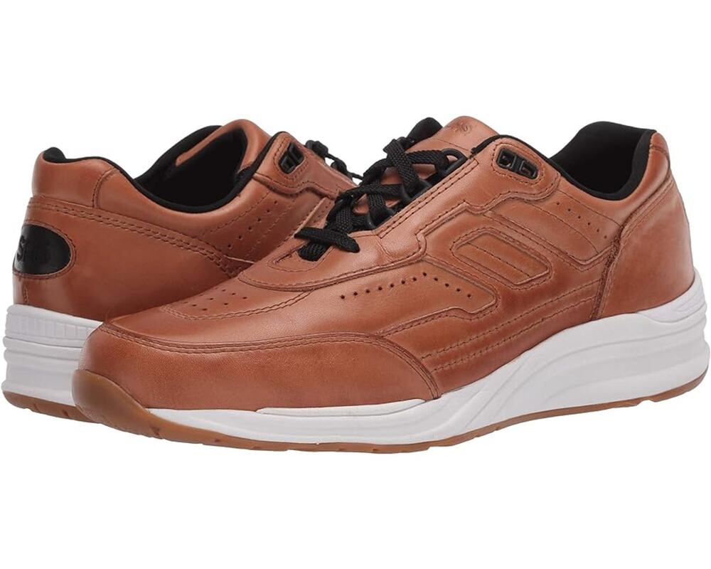 SAS Mens Journey Lux Leather Sneakers US 9.5 M Brown White Lace Up NIB